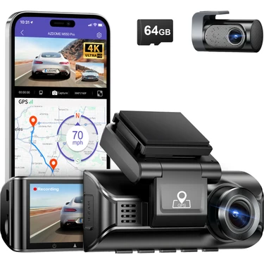 Azdome M550 Pro 4K Çift Kameralı Araç Kamerası Wifi, Gps, Gece Görüşü, Park Modu Azdome Türkiye hepsiburada