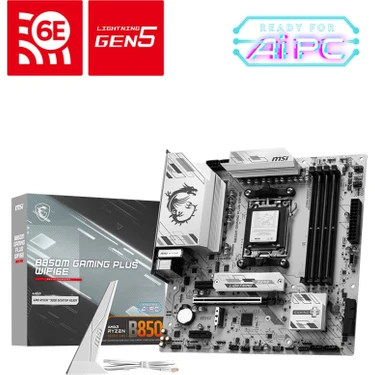 Msı MB B850M Gamıng Plus WIFI6E Am5 Ddr5 8200MHZ(OC) HDMI Dp 2x M.2 USB 10GBS 2.5g Lan Wı-Fı 6e