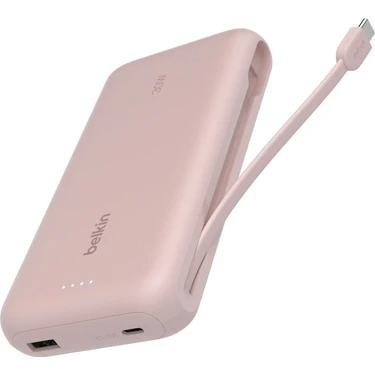 Belkin BPB024HQPK – 20.000 mAh Powerbank, 30W Hızlı Şarj, Entegre USB-C Kablo –
