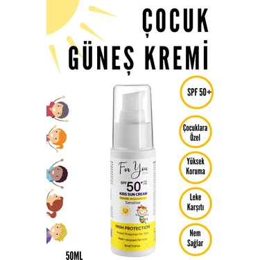 For You Gold Bebek ve Çocuk Güneş Kremi SPF50+ 100 ml – Hassas Ciltler İçin, Suya Dayanıklı ve