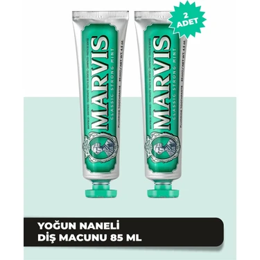 Marvis Beyazlatıcı Diş Macunu - Etkili Plak Temizliği, 2×85 ml, Nane Aromalı, Klasik ve Ekstra