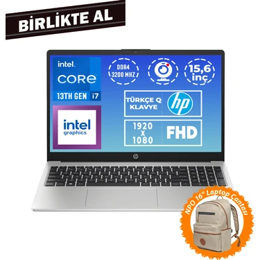 Hp 250 G10 I7-1355U 16GB 512GB SSD 15.6" Fhd Windows 11 Pro Taşınabilir Bilgisayar + Çanta 9G2G8ET