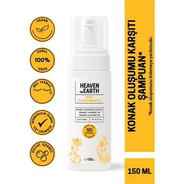 Heaven on Earth HonE VEGAN %100 DOĞAL VE ORGANİK içerikli Konak  Bebek Köpük Şampuanı/ Heaven on