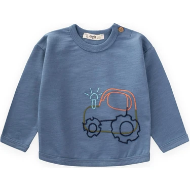 Traktör Nakışlı Sweatshirt 0-4 Yaş Indigo