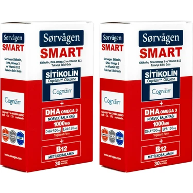 Sorvagen Smart Sitikolin, Dha Omega 3 ve B12 (30 Kapsül) - 2