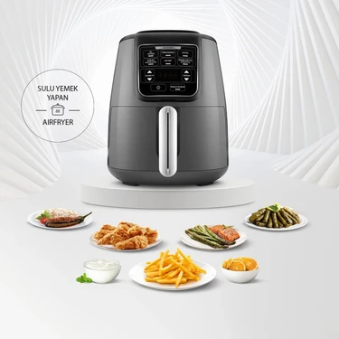 Karaca Air Pro Cook XL 2 in 1 Konuşan Airfryer Space Gray 4