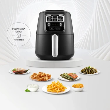 Karaca Air Pro Cook XL 2 in 1 Konuşan Airfryer Black Chrome 4