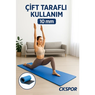 CK Spor 10 mm Çift Taraflı Pilates Yoga Minderi Spor Pilates Egzersiz 