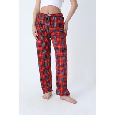 Ekose Desenli Beli Lastikli Unisex Pijama