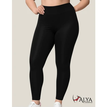 ALYA UNDERWEAR Toparlayıcı Yüksek Bel Kadın Günlük Spor Parlak Tayt ( Siyah, 2xl