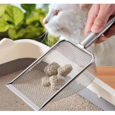 Paslanmaz Çelik Kedi Kumu Küreği - Dayanıklı, Hijyenik ve Kolay