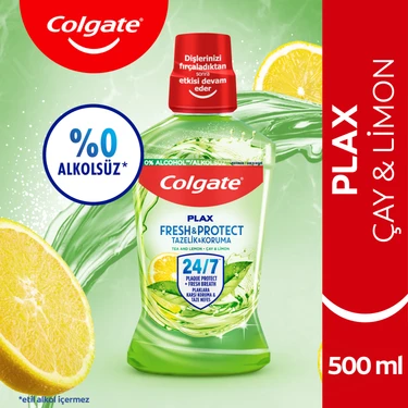 Colgate Plax Çay ve Limon Plağa Karşı Alkolsüz Ağız Bakım Suyu 500