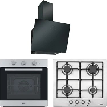 Franke 3lü Set Fpj 615 V Bk A Davlumbaz - Fhnl 604 4g Xs E Ocak - Fsl 82 H Xs Inox
