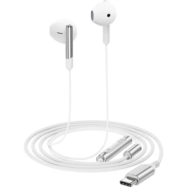 Acefast USB-C Kablolu Mikrofonlu Kulaklık Uzaktan Kumandalı Type-C Kulaklık 1.2 Metre - Beyaz - L3