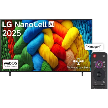 LG 75NANO80A6B 75'' 191 Ekran Uydu Alıcılı 4K Ultra HD Smart webOS Nanocell