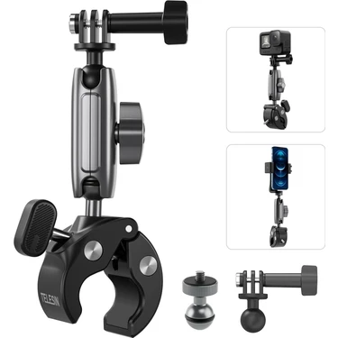 Telesin Motosiklet Gidonu Bisiklet Montaj Kelepçeleri Için Gopro Hero 13 12 11 10 9 Djı Osmo Action
