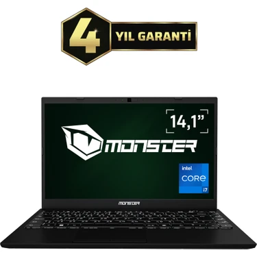 Monster Huma H4 V5.2.6 Black Intel Core i7 1255U 16 GB RAM 1 TB SSD FreeDOS 14,1" FHD Taşınabilir
