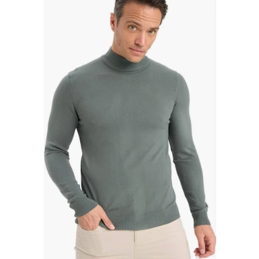 DeFacto Slim Fit Dar Kesim Balıkçı Yaka Basic Düz Triko Kazak