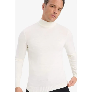 DeFacto Slim Fit Dar Kesim Balıkçı Yaka Basic Düz Triko Kazak