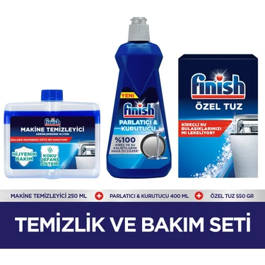Finish Temizlik ve Bakım Seti (Parlatıcı 400 ml + Makine Temizleyici Sıvı 250 ml + Tuz 550 g) — Hepsiburada ürün görseli