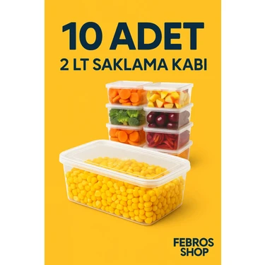 2 LT Dikdörtgen Derin Dondurucu Saklama Kabı 10'lu Set Fiyatı