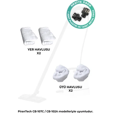 Pirantech CB-107C Buharlı Temizlik Makinesi Uyumlu Yedek Aparat ve Aksesuar Seti – Tüm Modeller