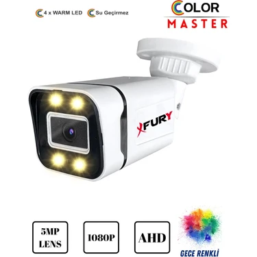 Fury 5mp Lens 1080P 4 x Ultra LED Gece Renkli Full Hd Suya Dayanıklı Güvenlik