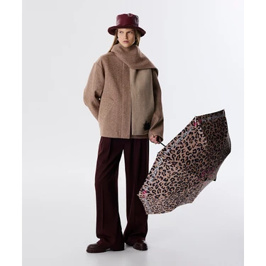 Twist ÇIKARILABİLİR ATKILI KABAN Kadın %60 Yün %40 Polyester Regular Kalıp Naturel