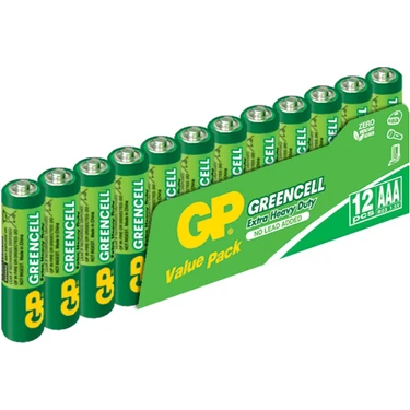 GP Greencel R03 AAA Boy İnce Çinko Kalem Pil 12'li Paket
