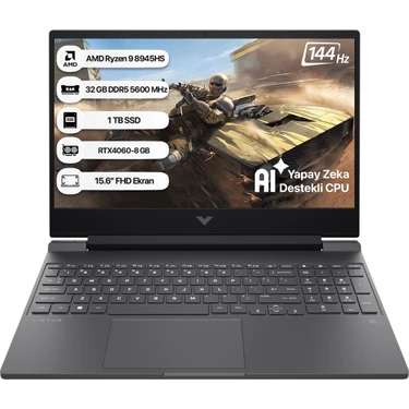Hp Victus B82WCEA-32 Amd Ryzen 9 8945HS 32GB 1tb SSD RTX4060-8GB Freedos 15.6" Fhd 144 Hz