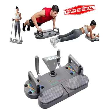 St-3 Egzersiz Şınav Tahtası 3ın1 Barfiks Push-Up, Plank ve Direnç Bandı