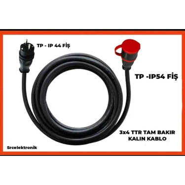Hes Kablo Araç Şarjı Uyumlu 15-50 Metre Arası (3x4 Ttr Tam Bakır)( Ip 44-54 Tp Fişli)  Uzatma