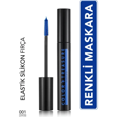 Flormar Color Treasure Hacim Veren & Yüksek Pigmentli Renkli Maskara (001 Sapphire)