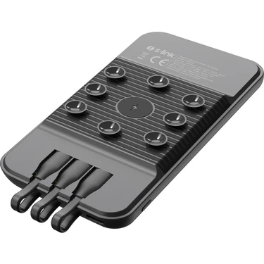 S-link IP-G150W 10000mAh Dahili Kablolu Gizli Ledli Siyah Vantuz+Stand Kablosuz 10W Şarj Cihazı