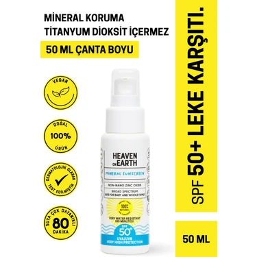 50ml Vegan SPF 50+ Güneş Kremi %100 Doğal ve Organik Içerikli Mineral Korumalı Suya