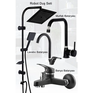 Siyah Yağmurlama Robot Banyo Seti Mutfak Banyo Lavabo Bataryası