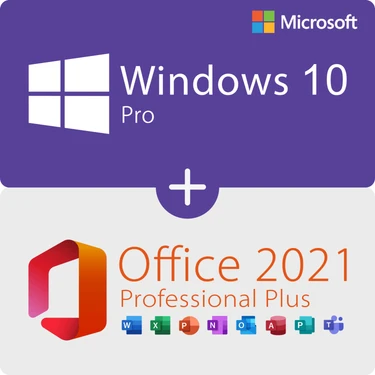 Microsoft Windows 10 Pro + Office 2021 Pro Plus Key Orijinal Ömür Boyu Lisans, Kolay Kurulum