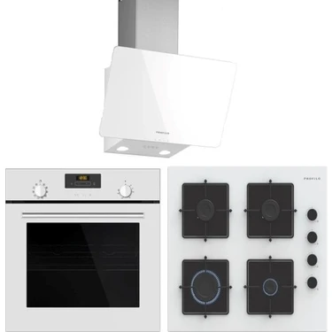 Profilo Elit Beyaz Cam Ankastre Set Premıum Paket (FRMA234B +OE36K2P10D +