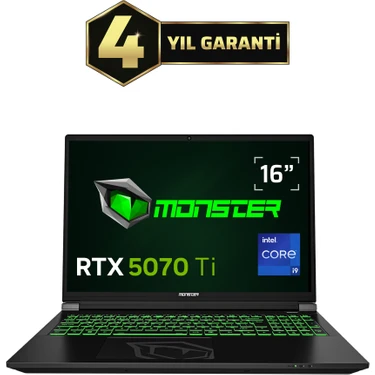 Monster Tulpar T6 V3.7.5 Intel Core i9 13900HX 32 GB RAM 1 TB SSD 12 GB RTX 5070 Ti Windows 11 Home