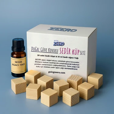 Going Zeero Doğal Güve Kovucu Sedir Küpler & Sedi Ağacı Yağı Seti - Doğal Naftalin
