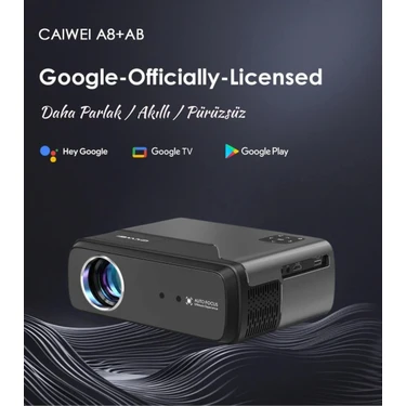 Caiwei A8+ Akıllı Projeksiyon Cihazı - L1 Lisanslı Google Tv 14 - Dolby Audio Ses Sistemi - 1200