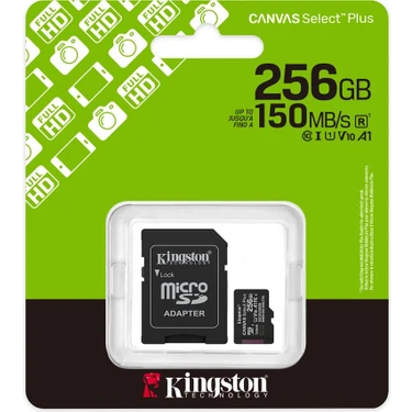 Kingston Canvas Select Plus 256GB MicroSDxc Gen3 150MB-S A1 (Kart + Adaptör) Hafıza Kartı - 