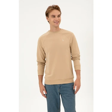 U.S. Polo Assn. Erkek Regular Fit Bisiklet Yaka Kum İnce Basic Sweatshirt