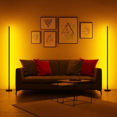 FKLIGHT 2 Adet Dekoratif Köşe LED Lambader -Led Lamba Işık Sistemi - Full Rgb 256