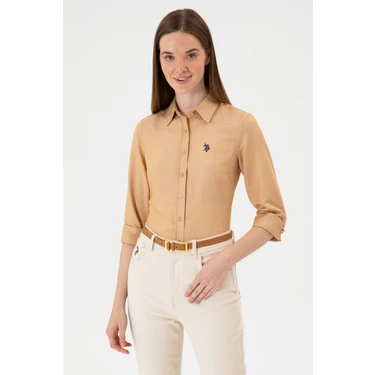 U.S. Polo Assn. Kadın Camel Uzun Kollu Basic Gömlek