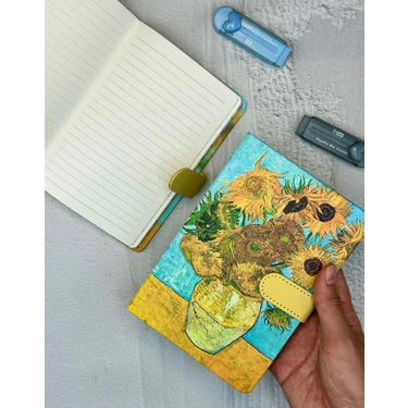 Van Gogh 15 Ayçiçekli Vazo Desenli Çizgili Sert Kapak Fiyatı