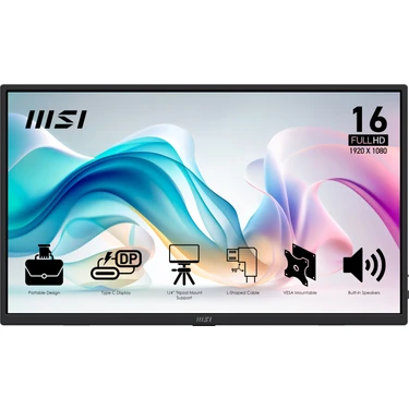 MSI 15.6" PRO MP165 E6 1920x1080 (FHD) 16:9 FLAT IPS 60HZ 4MS PORTATIF