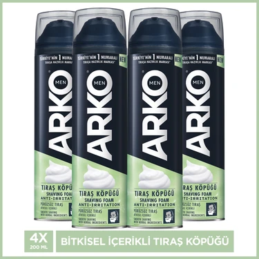 Arko Men Anti-Irritation Tahriş Karşıtı Erkek Tıraş Köpüğü 4x200