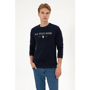 U.S. Polo Assn. Erkek Regular Fit Bisiklet Yaka Lacivert İnce Basic Sweatshirt