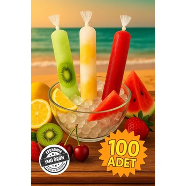 Colorpak  Torbası 100 Adet Ekonomik Dondurma Poşeti 5X33 Cm Buz Torbası 